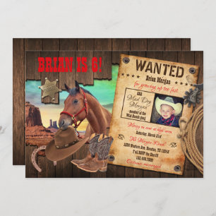 Wanted Western Cowboy Invitation