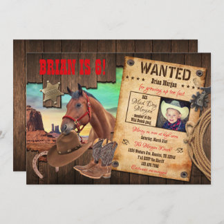 Wanted Western Cowboy Invitation