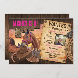 Wanted Western Cowgirl Invitation