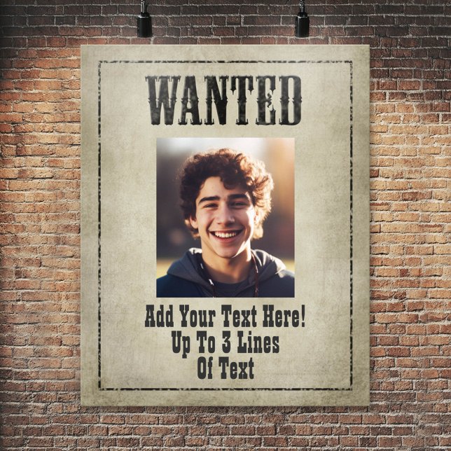 WANTED Wild West vintage Poster (Funny Wanted Poster for a Birthday Party or other Event)