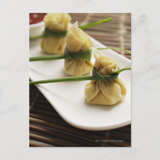 wanton dumplings with white chilli sauce postcard (Front)