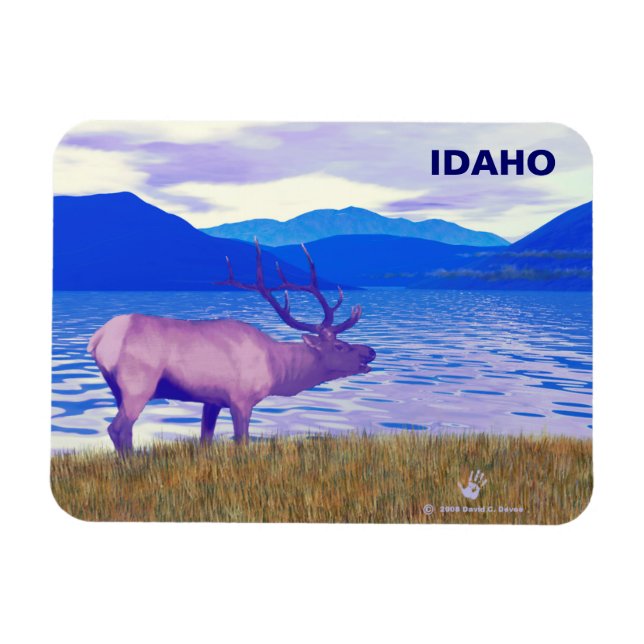 Wapiti (Elk) By The Lake Magnet (Horizontal)