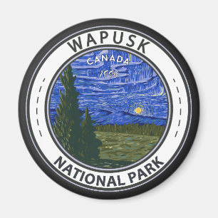 Wapusk National Park Canada Northern Lights Badge Magnet