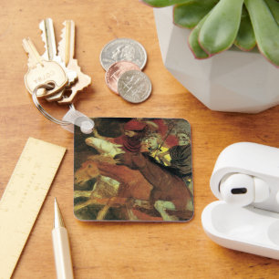 War by Arnold Bocklin, Vintage Symbolism Fine Art Key Ring