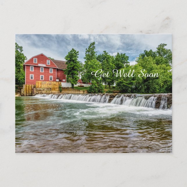 War Eagle Mill and Waterfall Get Well Soon Postcard (Front)