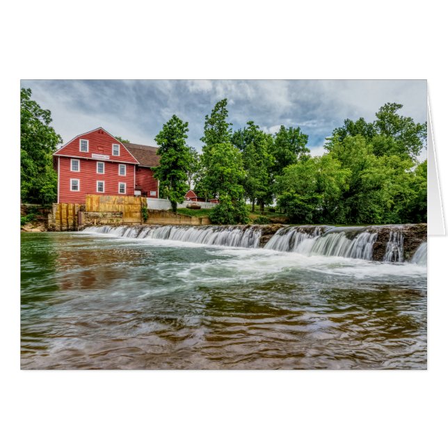 War Eagle Mill and Waterfall Greeting Card (Front Horizontal)