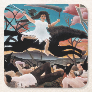 War, Henri Rousseau, 1894 Square Paper Coaster