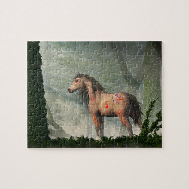 War Horse in a Misty Forest Jigsaw Puzzle (Horizontal)