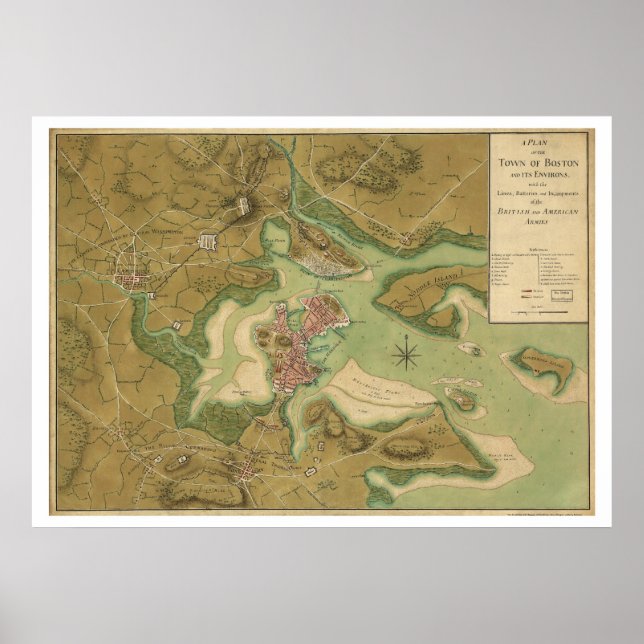 War in Boston Map - 1776 Poster (Front)