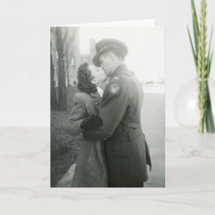 War Kissing Couple Vintage Card