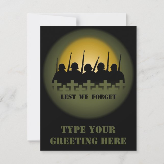 War Memorial Invitations Lest We Forget RSVP Cards (Front)