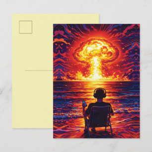 War Music Enjoyer Nuclear Sunset Pop Art Postcard