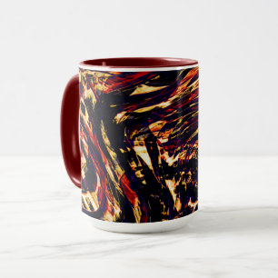 War of golden ribbons against red, in dark fund mug