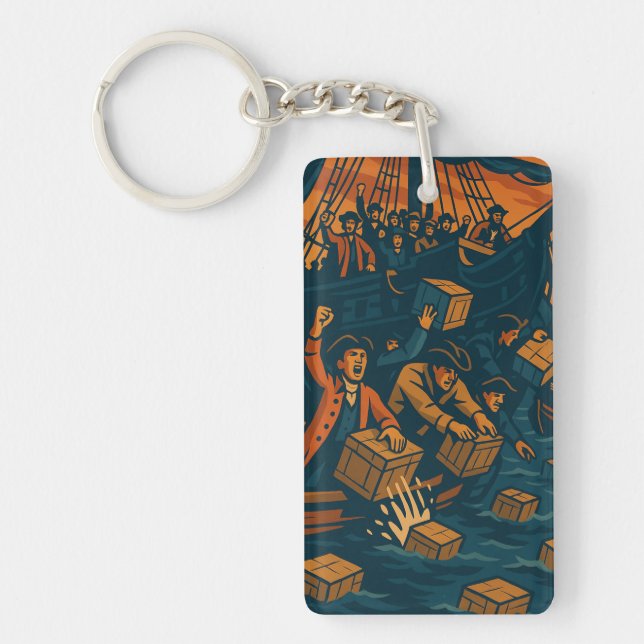 War of Independence 1773 USA One Nation Under Tea Key Ring (Front)