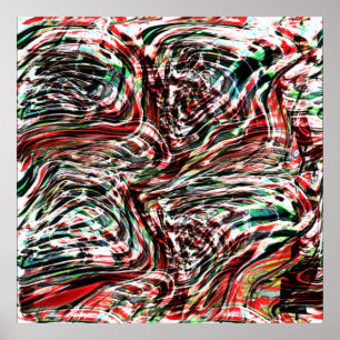 War of red ribbons against cyan poster