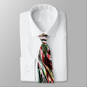 War of red ribbons against cyan tie