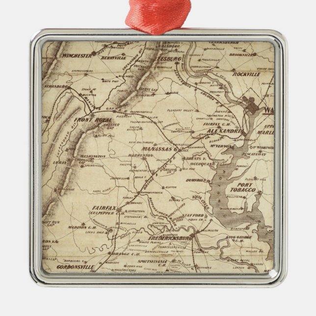 War Telegram Marking Map Metal Tree Decoration (Front)