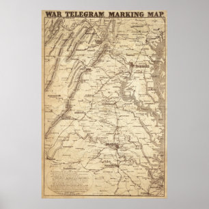 War Telegram Marking Map Poster
