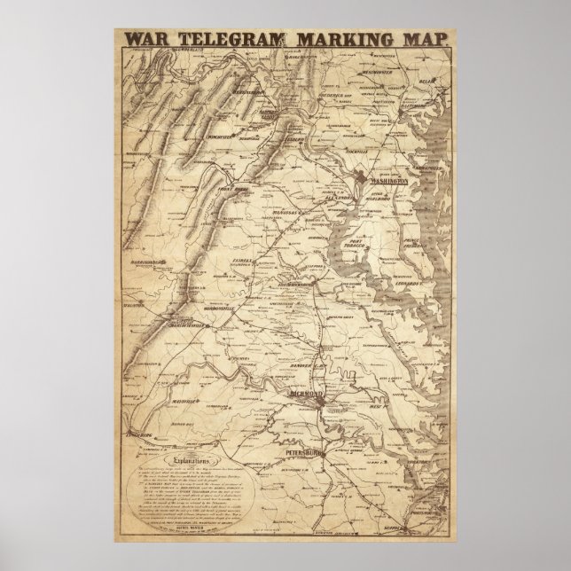 War Telegram Marking Map Poster (Front)