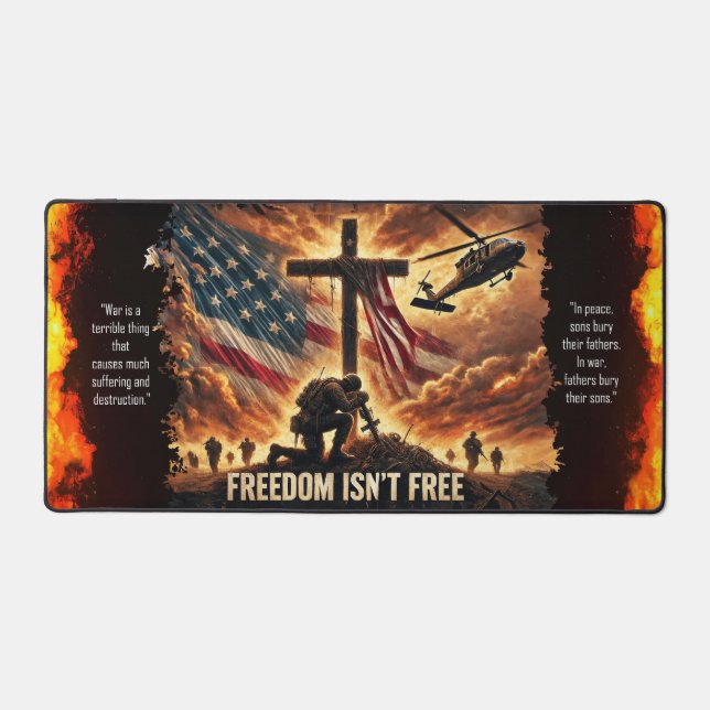 War Veterans and Peace - Army soldiers Desk Mat (Front)