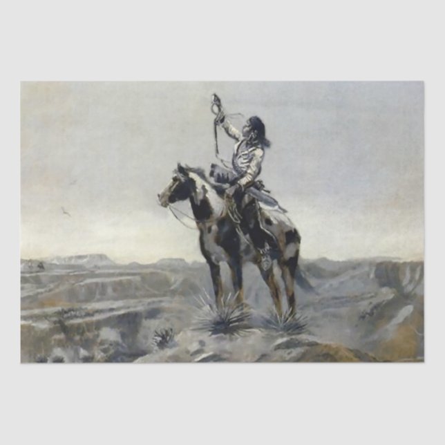 “War” Western Painting by Charles M Russell Tissue Paper (Front)