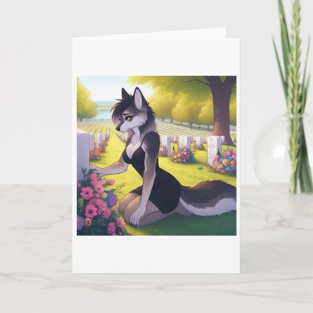 War Widow Wolf  Holiday Card (Front)
