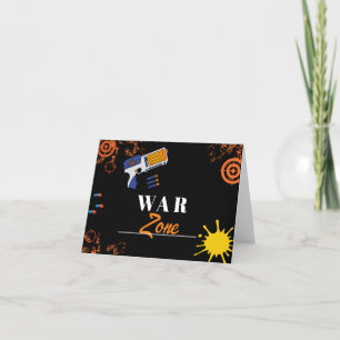 War Zone Dart Gun Birthday Party Supply Thank You Card