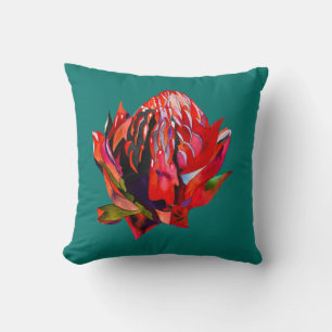 Waratah Australian native flower watercolor Cushion