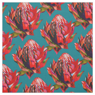 Waratah Australian native flower watercolor Fabric