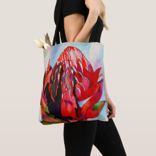 Waratah Australian native flower watercolor Tote Bag