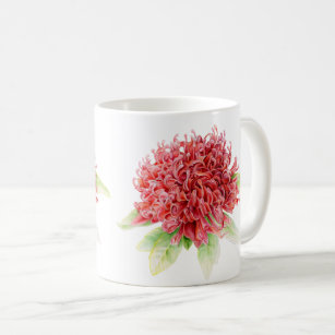 Waratah Protea red flower watercolor art mug