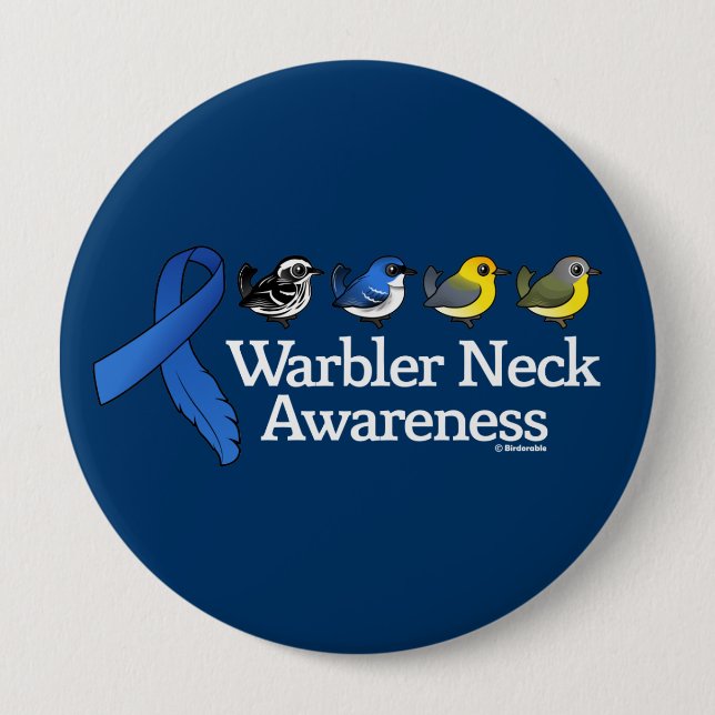 Warbler Neck Awareness Ribbon 10 Cm Round Badge (Front)