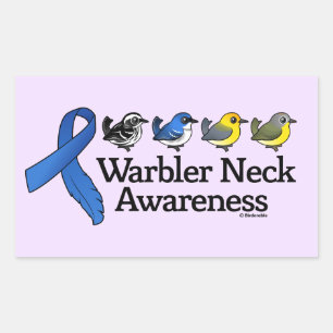 Warbler Neck Awareness Ribbon Rectangular Sticker