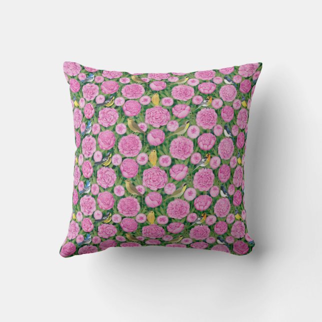 warblers and peonies cushion (Back)