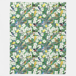 warblers in the flowering dogwood fleece blanket
