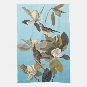Warbling Flycatcher Kingbirds Vintage Audubon Tea Towel