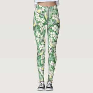 warbling vireos on flowering dogwood leggings