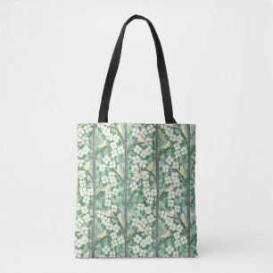 warbling vireos on flowering dogwood tote bag