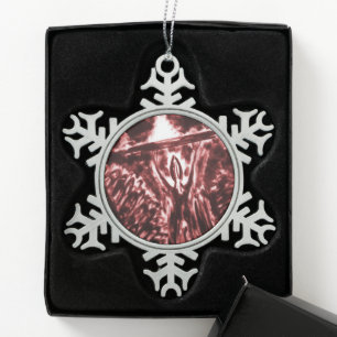 Warding Off Evil Snowflake Pewter Christmas Ornament