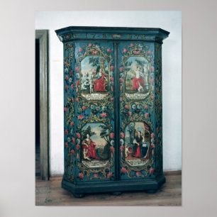 Wardrobe decorated with scenes of the four poster