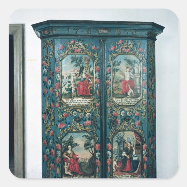 Wardrobe decorated with scenes of the four square sticker (Front)