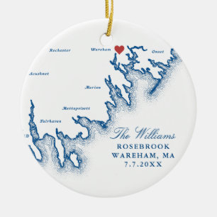 Wareham MA Wedding Photo First Christmas Ceramic Ornament