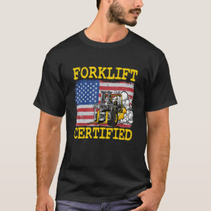 Warehouse American Flag Forklift Operator Forklift T-Shirt