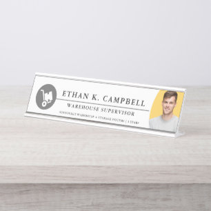 Warehouse Manager Symbol + Logo + Photo Desk Name Plate