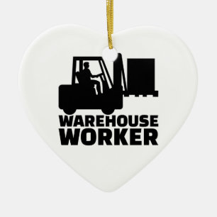 Warehouse worker ceramic tree decoration