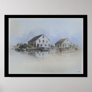 Warehouses Schuylkill River Philadelphia Vintage Poster