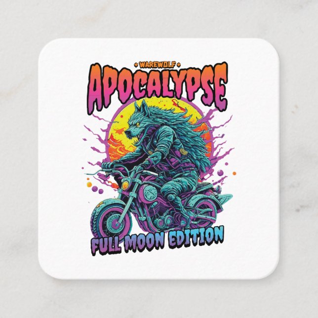 Warewolf apocalypse square business card (Front)