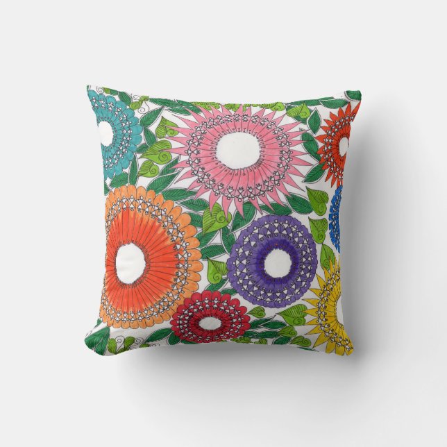 Warli flower patterned pillows (Front)