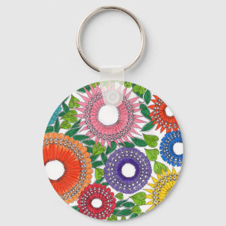 warli flowers key ring