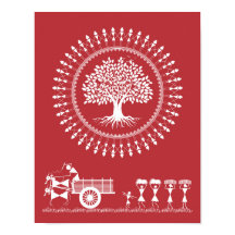 Warli Harmony: Tree of Life and Rural Bliss Poster